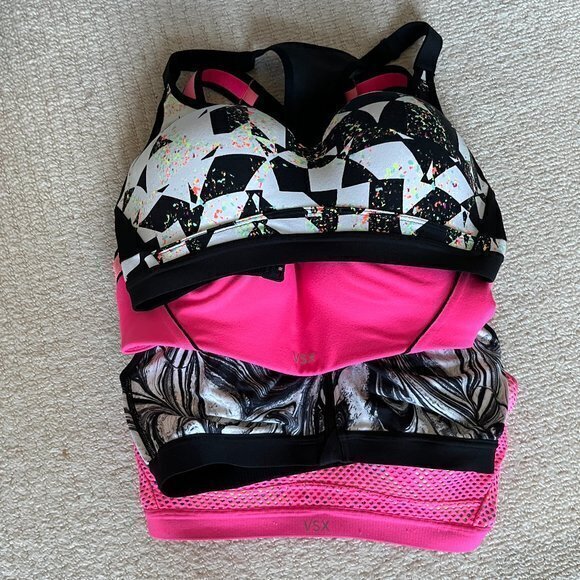 Bundle Of 4x Victoria Sport Women's Sweat On Point Sports Bra Size 32d Athletic